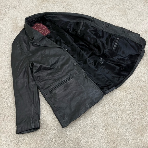 Couture by J. Park Lamb Leather Jacket Black Men's Size Large Button Down, - Picture 9 of 16
